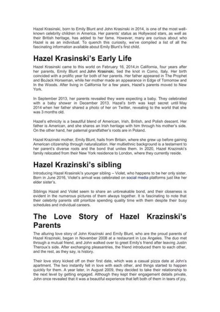 Hazel Krasinski – Celebsgraphy