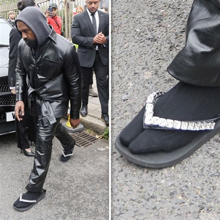 Kanye West Flexes Diamond Flip-Flops During London Fashion Week