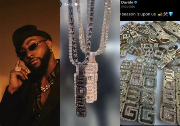 
“Some Crew Na Only Igbo Dem Dey Share”- Reactions As Davido Shows Off Customized Diamond Pendants For 30BG Members 
